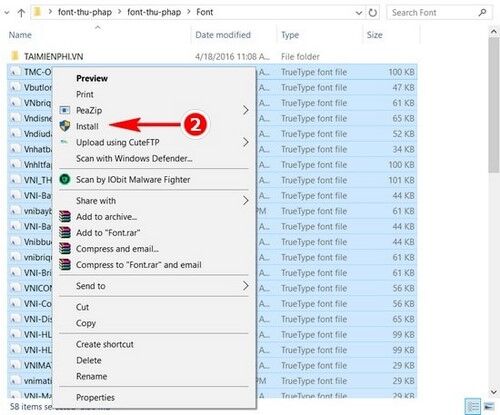 Font Thư Pháp ❤️ Tạo Chữ Ông Đồ Trên Máy Tính chọn Install để cài phông thư pháp