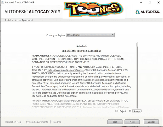 Hướng Dẫn Download Autocad 2019 Full Crack-Link không lỗi chọn accept để cài đặt autocad 2019