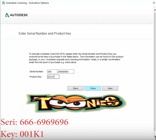 Hướng Dẫn Download Autocad 2019 Full Crack-Link không lỗi Nhập Serial Number và Product Key như hình bên dưới và bấm Next