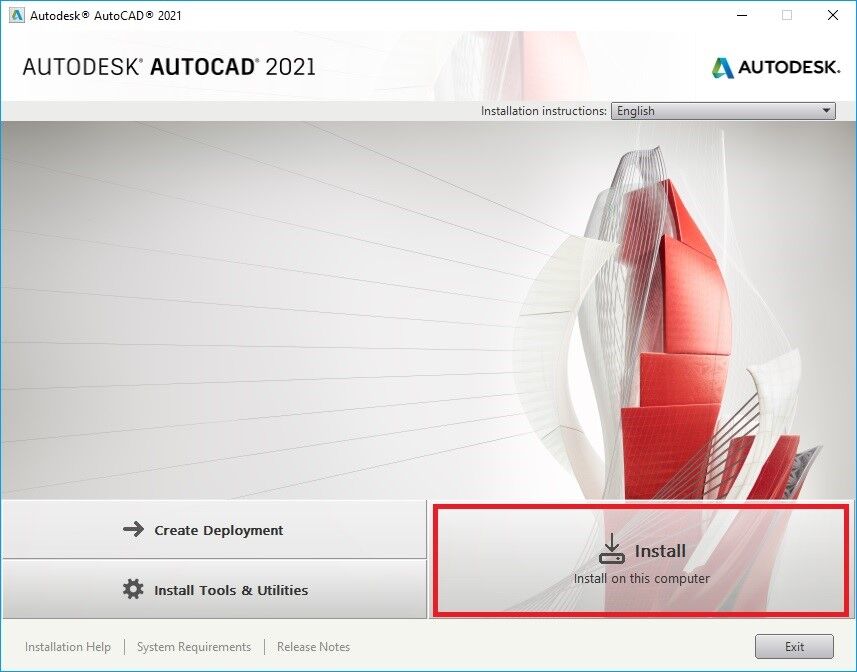 Hướng dẫn cài đặt AutoCad 2021 Full Vĩnh Viễn-Link không lỗi Chạy phần mềm giải nén autocad 2021 nhấn Install